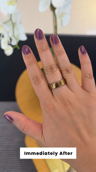 Allure commerce editor Sarah Han immediately after applying Mooncat Nail Lacquer